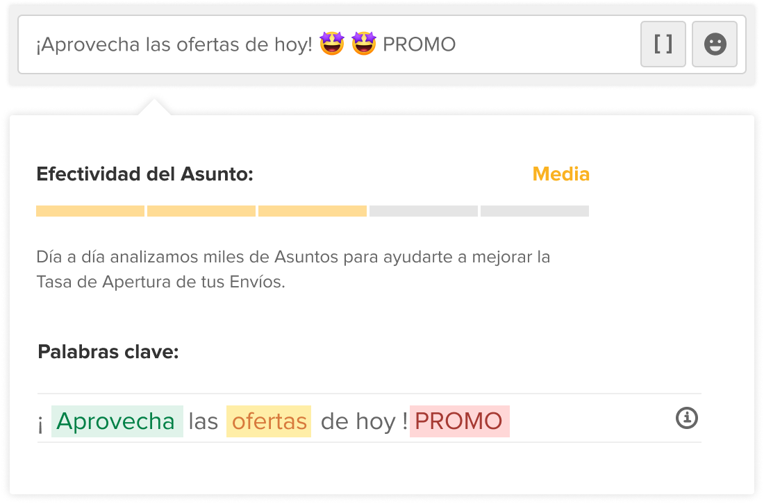 Indicador de efectividad en Asunto